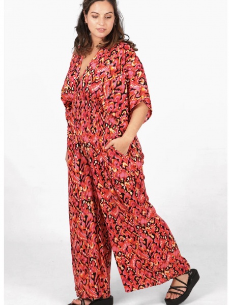 Pink leopard jumpsuit deals